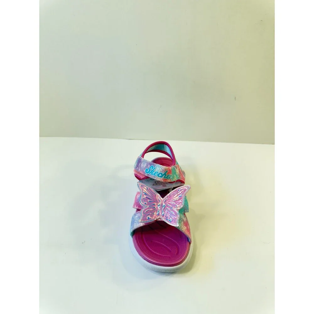 Skechers Kids Girls Jumpsters Sandal-Butterfly Brites Sandal, Pink/Multi, 11